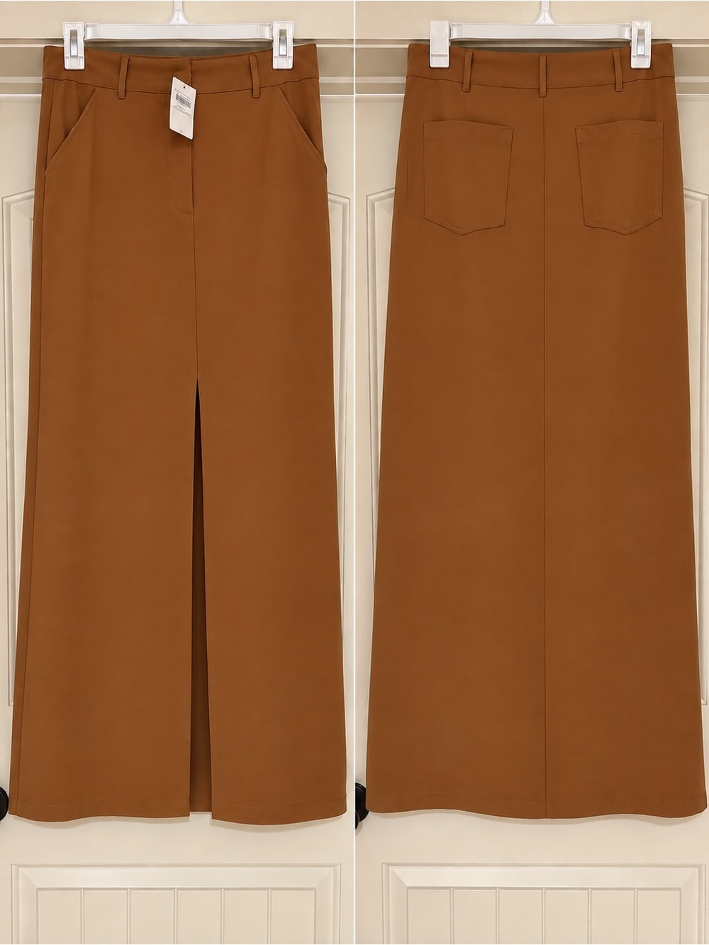 Max Studio Camel Maxi Skirt with Front Slit